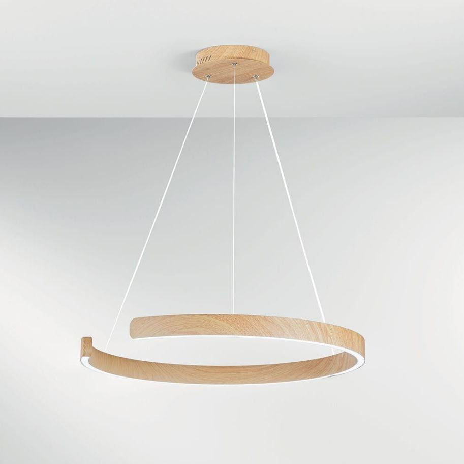 Lampadario Sospensione LED Semicerchio Effetto Legno 30W CCT | Metallo | Navel S60WD