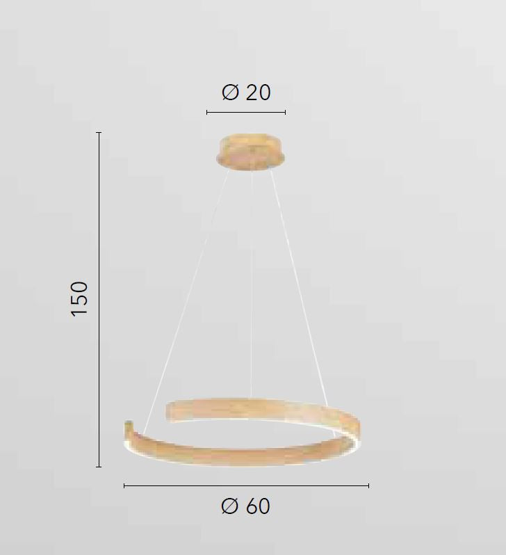 Lampadario Sospensione LED Semicerchio Effetto Legno 30W CCT | Metallo | Navel S60WD