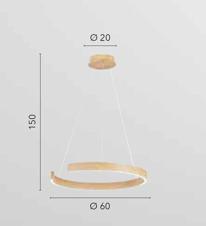 Lampadario Sospensione LED Semicerchio Effetto Legno 30W CCT | Metallo | Navel S60WD