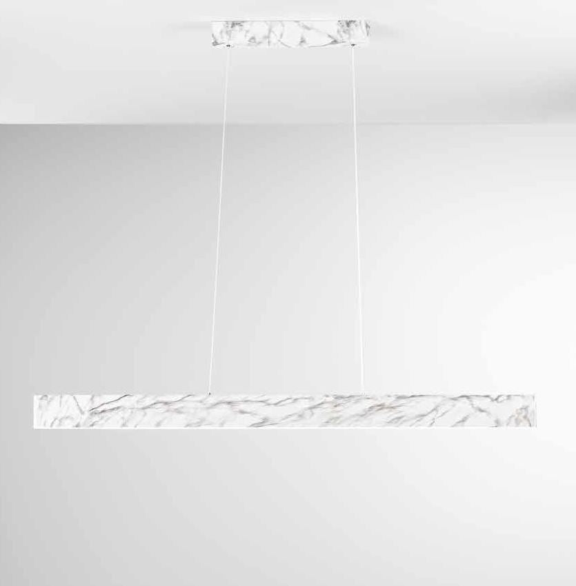 Lampadario Sospensione LED Lineare Effetto Marmo 40W CCT | Metallo | Navel S120MB