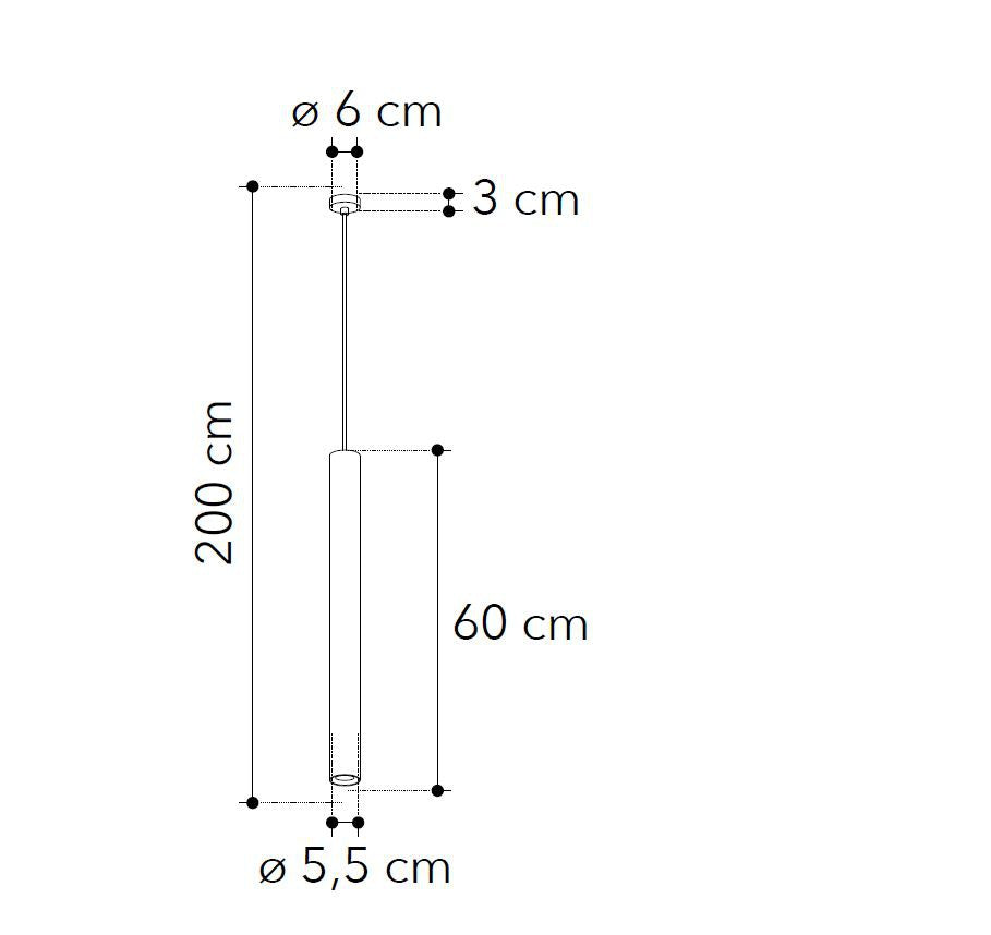 Sospensione Cilindro in Metallo 60cm Attacco GU10 | Bianco Nero Cromo Oro Corten Cavo Regolabile | Fan Europe FLUKE-S