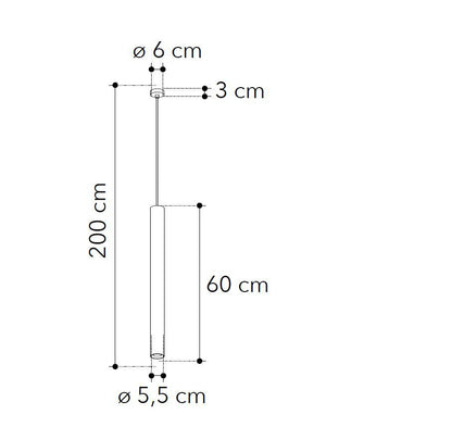 Sospensione Cilindro in Metallo 60cm Attacco GU10 | Bianco Nero Cromo Oro Corten Cavo Regolabile | Fan Europe FLUKE-S