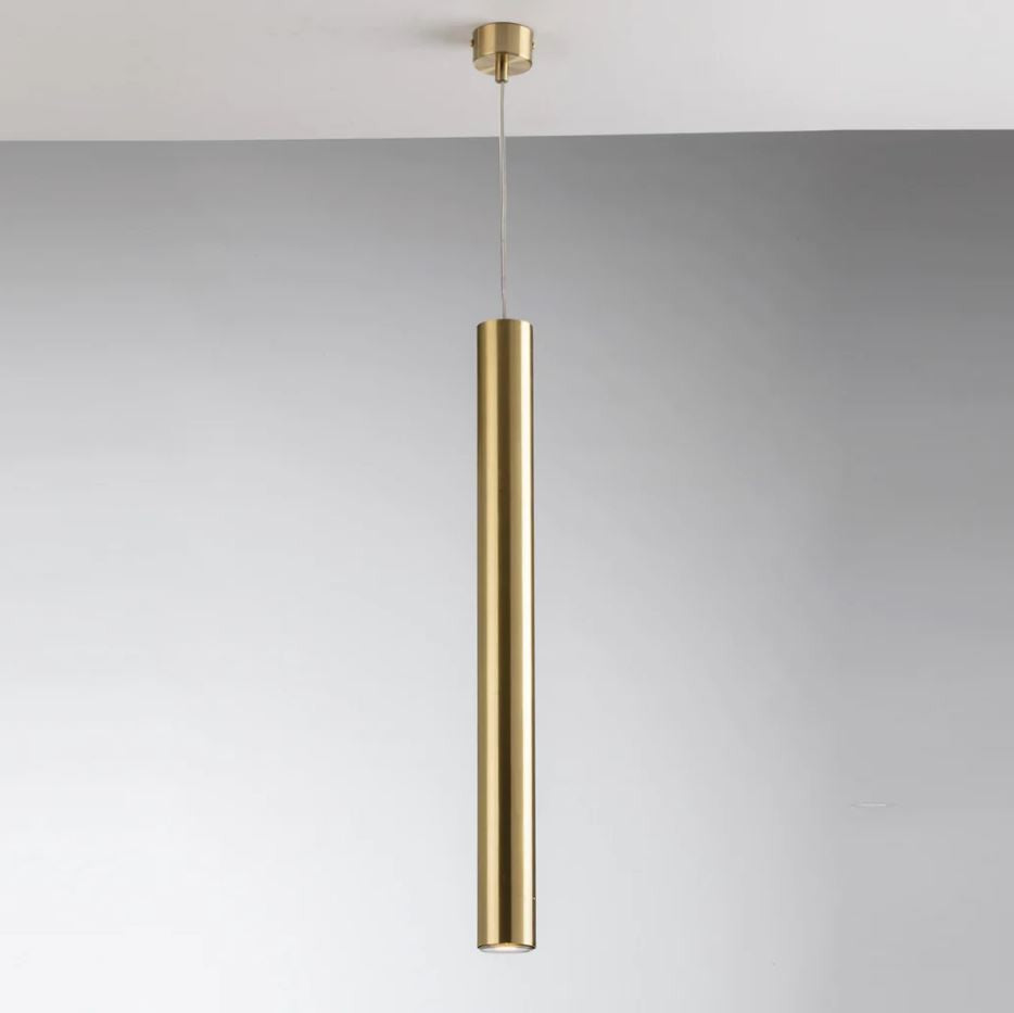 Sospensione Cilindro in Metallo 60cm Attacco GU10 | Bianco Nero Cromo Oro Corten Cavo Regolabile | Fan Europe FLUKE-S