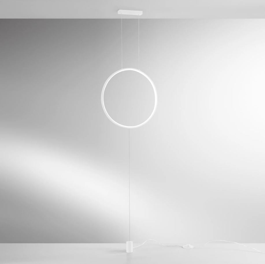 Piantana in metallo LED a sospensione anello luminoso bianco o nero CCT 20W 2400LM PORTAL