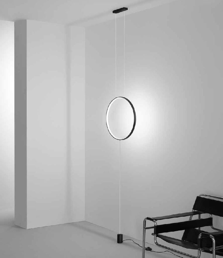 Piantana in metallo LED a sospensione anello luminoso bianco o nero CCT 20W 2400LM PORTAL