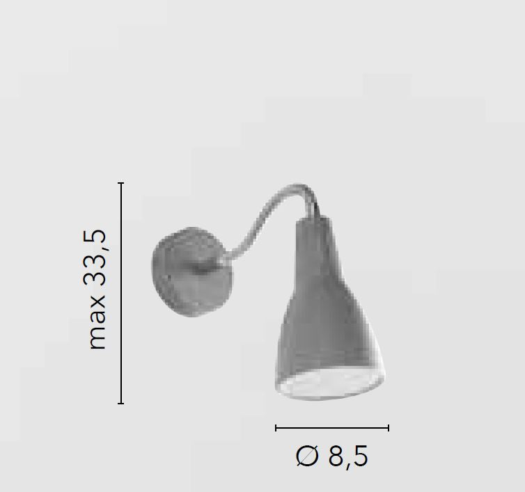 Applique in metallo con diffusore orientabile bianco-nero-grigio 1XE14 non incl. LOGIKO