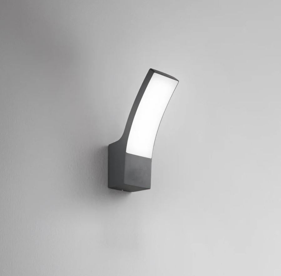Applique da Esterno LED 12W CCT IP65 Design Curvo | Alluminio Antracite Bianco | Sail