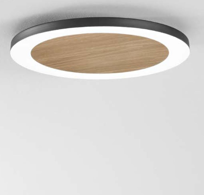 Plafoniera LED rotonda metallo diffusore acrilico effetto legno bianco-nero 35W 5300LM CCT