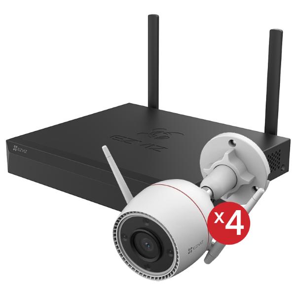 Kit Videosorveglianza 4 Telecamere 2K+ Esterno + NVR 8 Canali | Visione Notturna Colori AI Sirena | EZVIZ H3c