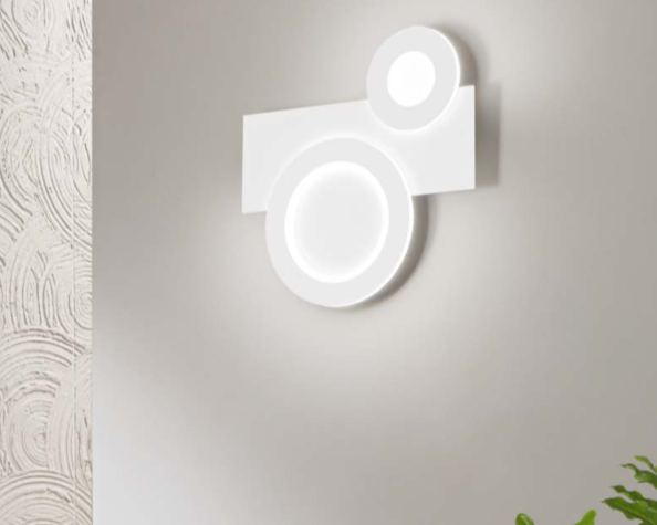 Plafoniera LED CCT in alluminio bianco con diffusori in acrilico forme circolari sovrapposte COLLAGE