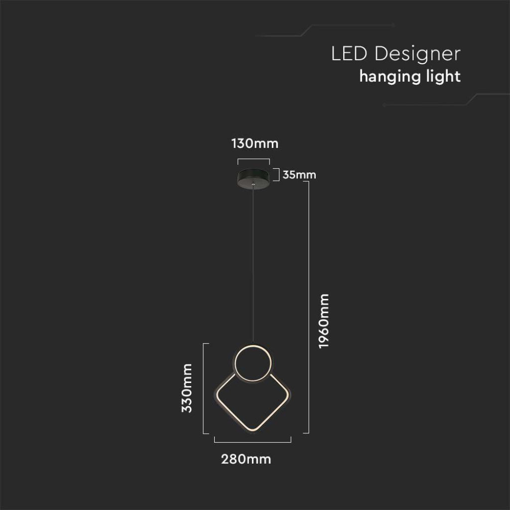 V-TAC Lampadario LED a Sospensione 12W dal Design Moderno Colore Nero 3000K