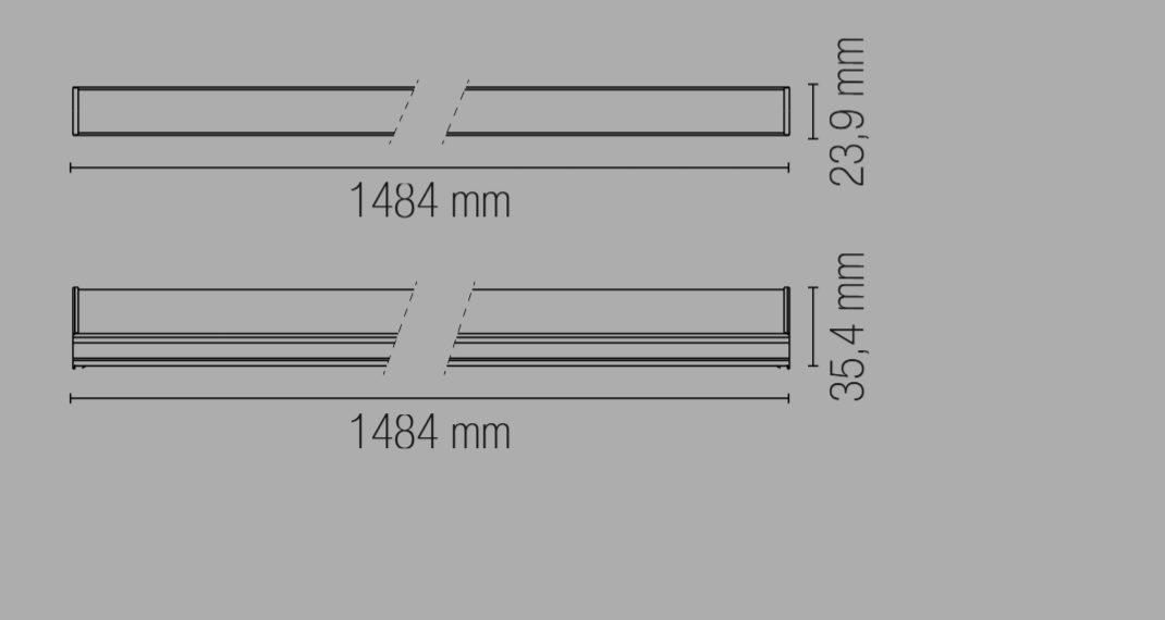 Listwa podszafkowa LED z PC, obudowa i klosz - CCT 18W 2070LM 150cm