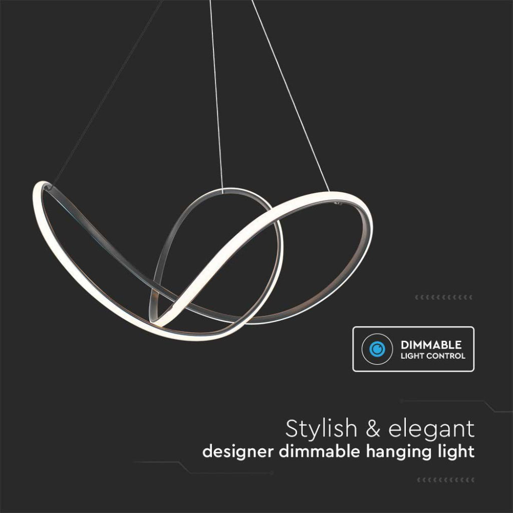 V-TAC Lampadario LED a Sospensione 49W in Metallo Colore Nero Dimmerabile 3000K
