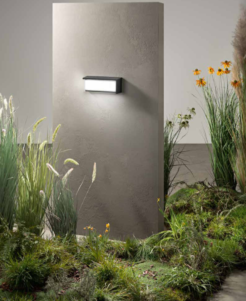 Applique LED in PC bianco-nero nella variante quadrata o rettangolare CCT IP54 BLOCK