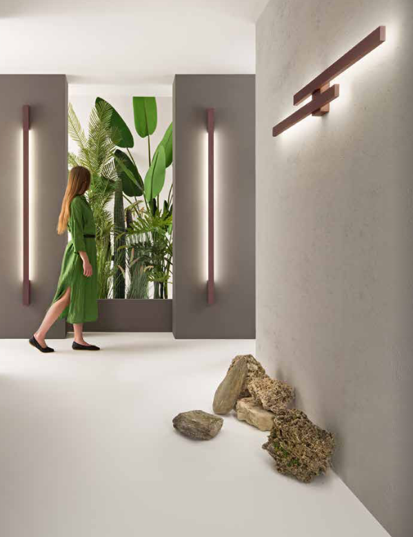 Applique LED biemissione corten in alluminio e diffusore in PC varie misure CCT IP65 HERCULES