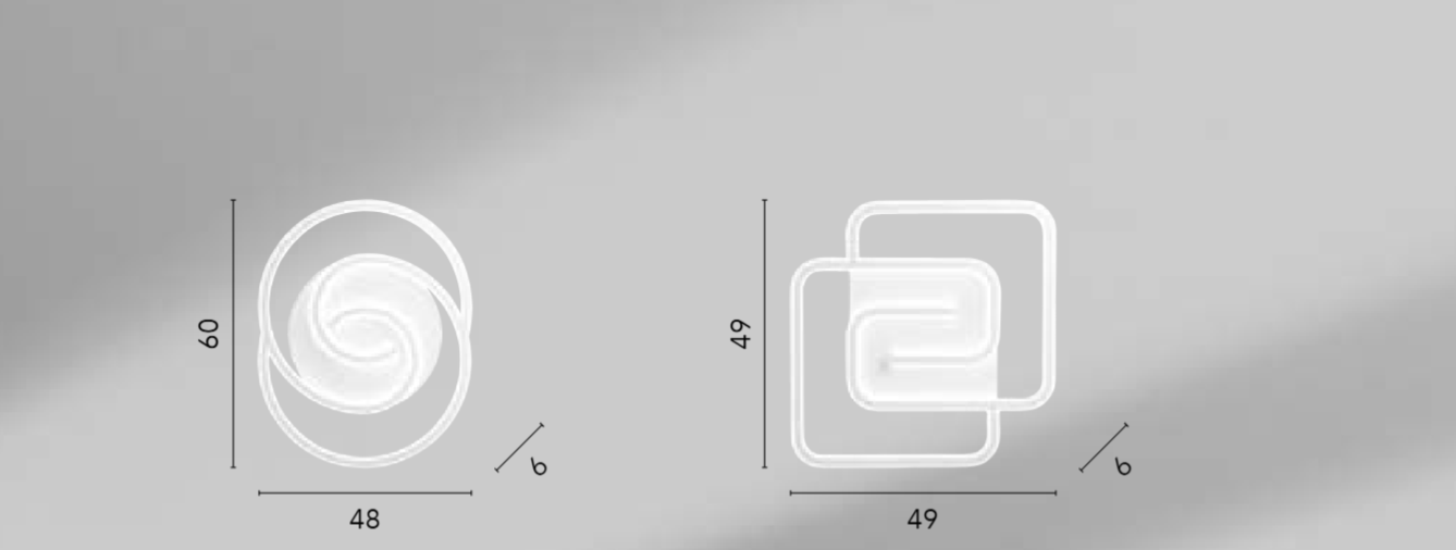 Plafoniera LED in metallo bianco con diffusore silicone disponibile in due forme 40W 5800LM CCT CAYMAN