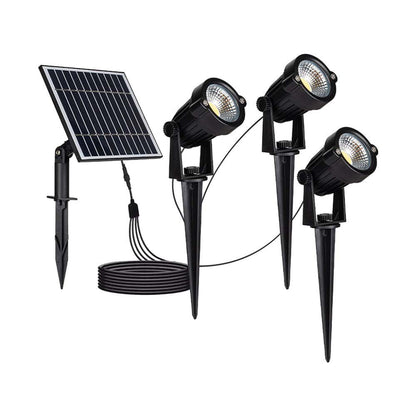 V-TAC 3 Lampy Ogrodowe LED 3X1.2W z Grotem i Panelem Słonecznym, Kolor Czarny 3000K IP65