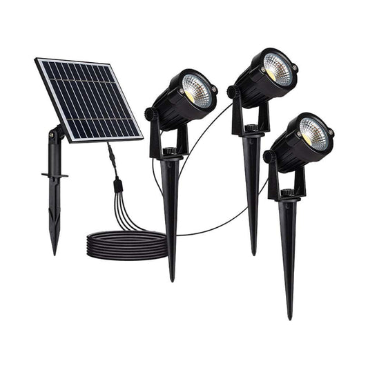 V-TAC 3 Lampy Ogrodowe LED 3X1.2W z Grotem i Panelem Słonecznym, Kolor Czarny 3000K IP65