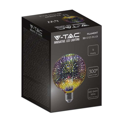 V-TAC Bec LED E27 5W G125 Filament 3D 3000K