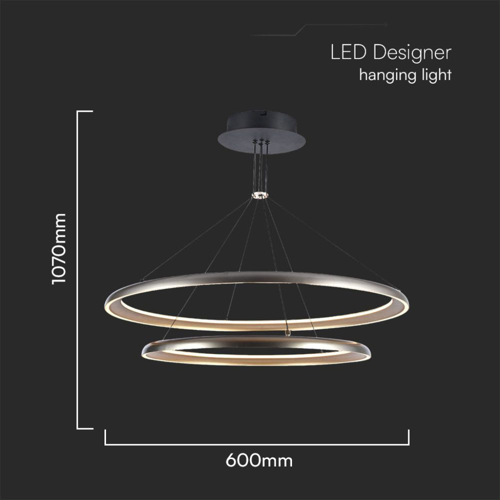 V-TAC Lampadario LED a Sospensione 65W dal Design Moderno Colore Grigio Champagne 3000K