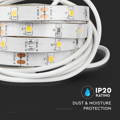 Kit V-TAC bandă LED lumină de noapte dublă (2 benzi de 1,2m, 30 LED-uri/m, 2,8W + alimentator + 2 senzori de mișcare) 12V 3000K, reglabilă