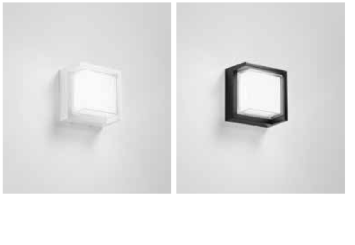 Applique LED in PC bianco-nero nella variante quadrata o rettangolare CCT IP54 BLOCK