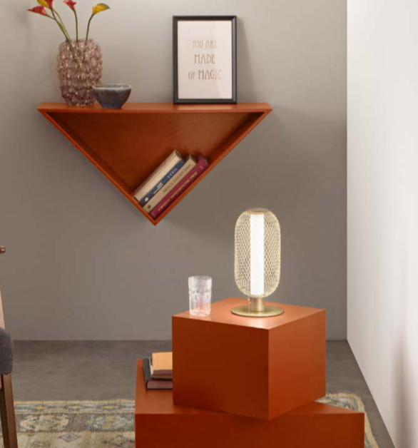 Lumetto LED in vetro soffiato e diffusori reticolati nero-oro 12W 1260LM luce calda 3000°k INKAS