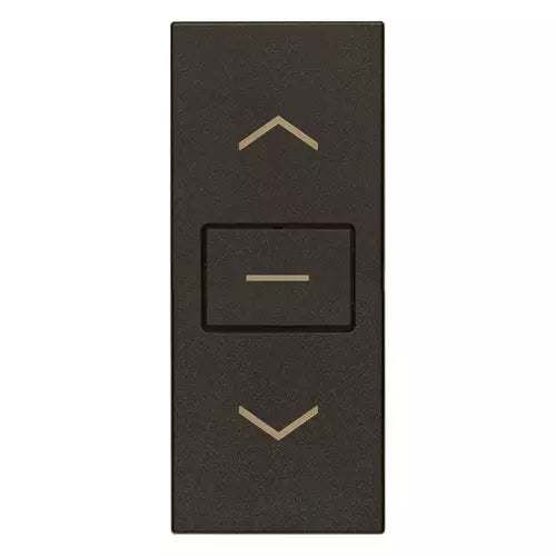 Commutatore 1P 10 AX 250 V~, a due tasti, con frecce direzionali e posizione OFF centrale Vimar Linea banco-nero-canapa 30060.B/G/C