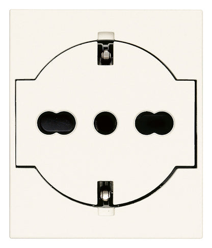 Gniazdo SICURY 2P+Z 16 A 250 V~ uniwersalne standard włoski P40 podtynkowe 2 moduły Vimar Linea biało-czarno-konopne 30211.B/G/C