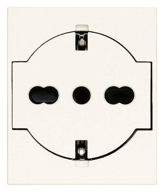 Gniazdo SICURY 2P+Z 16 A 250 V~ uniwersalne standard włoski P40 podtynkowe 2 moduły Vimar Linea biało-czarno-konopne 30211.B/G/C