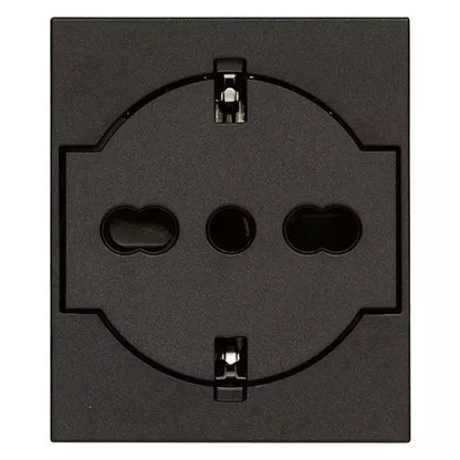 Gniazdo SICURY 2P+Z 16 A 250 V~ uniwersalne standard włoski P40 podtynkowe 2 moduły Vimar Linea biało-czarno-konopne 30211.B/G/C