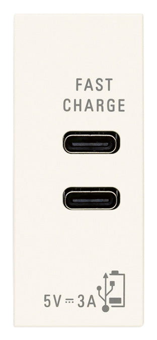 Zasilacz USB C+C 15W 3A 5V, 120-240 V, Vimar Linea biało-czarno-konopny 30292.CCB/G/C