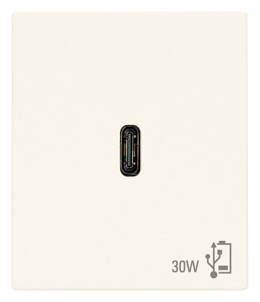 Zasilacz USB-C 30W, zasilanie 120-240 V~ 50/60 Hz, 2 moduły Vimar Linea biało-czarno-konopny 30298.B/G/C