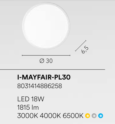 Plafoniera LED plastica bianca diffusore acrilico satinato CCT varie dimensioni MAYFAIR