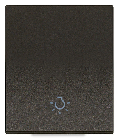 Tasto Intercambiabile 2 Moduli Allineato con Simbolo Luce Illuminabile | IP40 | Bianco Nero Canapa | Vimar Linea 31000.2L