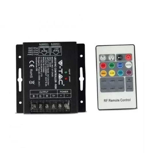 Controler V-TAC pentru bandă LED RGB Dimabilă Port RJ45 cu Telecomandă 25 Taste