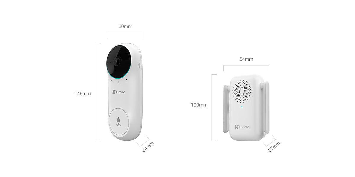 EZVIZ Kit DB2C, campanello video a batteria intelligente con rilevamento umano AI, rilevamento umano AI, rilevamento umano AI, audio a 2 vie, supporta scheda MicroSD