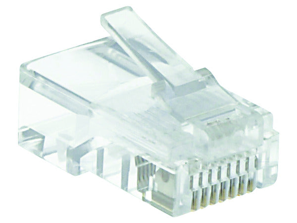 Mufă RJ45 8P/8C, contacte placate cu aur, pentru cablu UTP CAT6, fire solide, PACHET 100 buc.