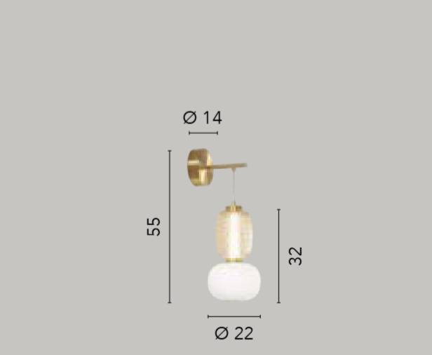 Applique LED metallo e vetro soffiato bianco-oro 18W 2000LM luce calda 3000°k TOTEM