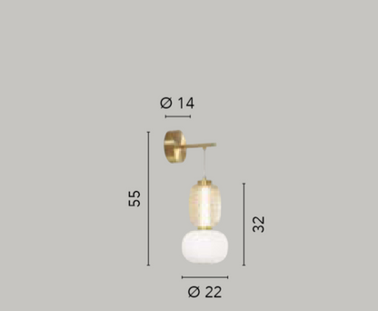 Kinkiet LED metal i dmuchane szkło biało-złote 18W 2000LM ciepłe światło 3000°K TOTEM