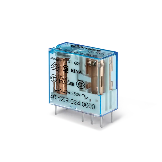 Mini Relè Finder 2 scambi 8A bobina 24VDC continua 405290240000