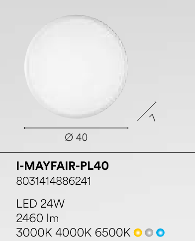 Plafoniera LED plastica bianca diffusore acrilico satinato CCT varie dimensioni MAYFAIR