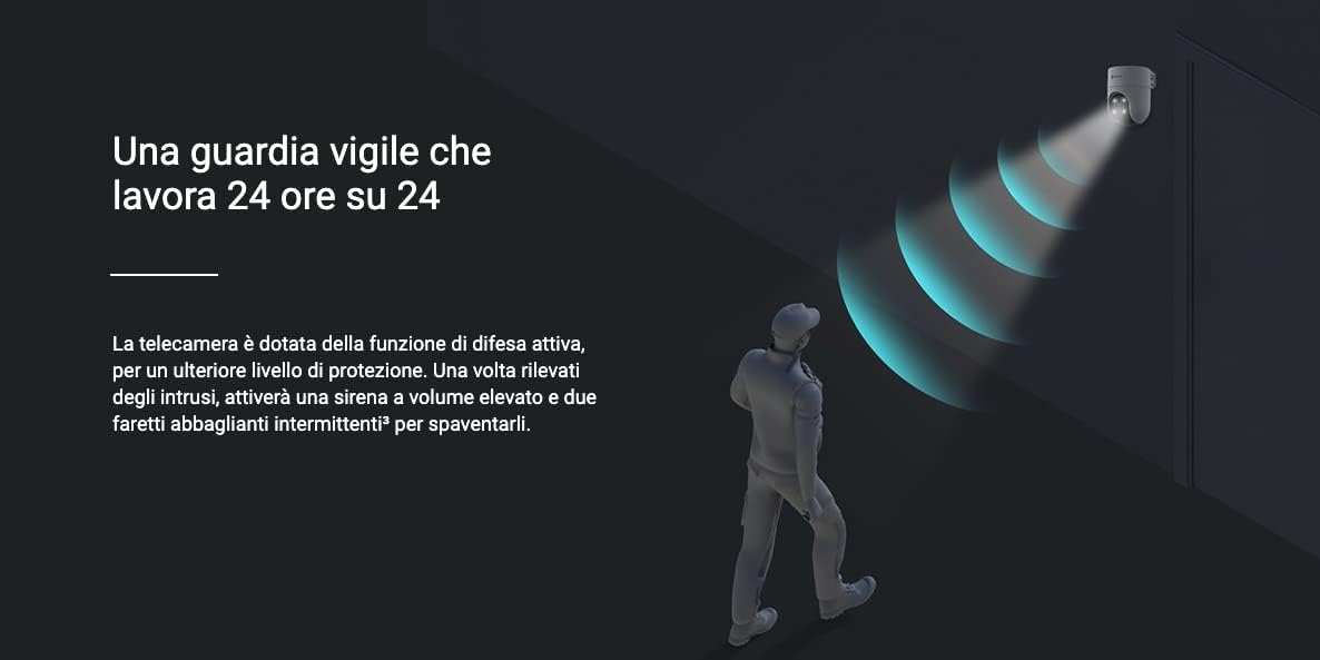 Telecamera Sorveglianza 1080P Pan & Tilt AI | Wi-Fi Visione Notturna 30m Audio Bidirezionale | EZVIZ H8c