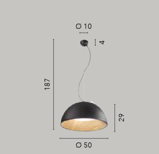 Sospensione LED COCO – Metallo con Interno Effetto Legno | D.50cm | 40W 5250lm CCT | Oro o Nero