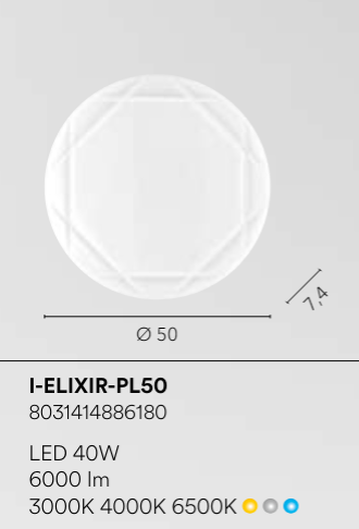 Plafoniera LED acrilico incisioni geometriche lungo i bordi CCT varie dimensioni ELIXIR