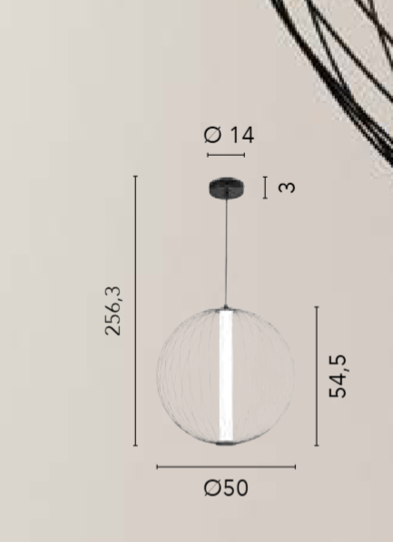 Sospensione LED a gabbia in manganese nero D. 50-60cm CCT 3000-4000°k SEXTANT