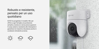 Telecamera Sorveglianza 1080P Pan & Tilt AI | Wi-Fi Visione Notturna 30m Audio Bidirezionale | EZVIZ H8c