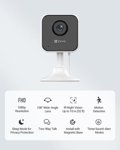 Telecamera Sorveglianza Interno 1080P Wi-Fi Compatta | Grandangolo 91° Visione Notturna MicroSD | EZVIZ H1c