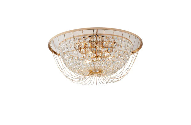Plafoniera 4 luci in cristalli K9 metallo oro D.45cm 4XE14 non incl. VIENNA