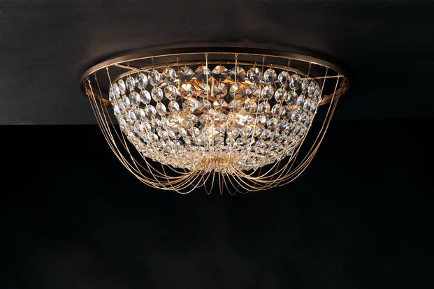 Plafoniera 4 luci in cristalli K9 metallo oro D.45cm 4XE14 non incl. VIENNA